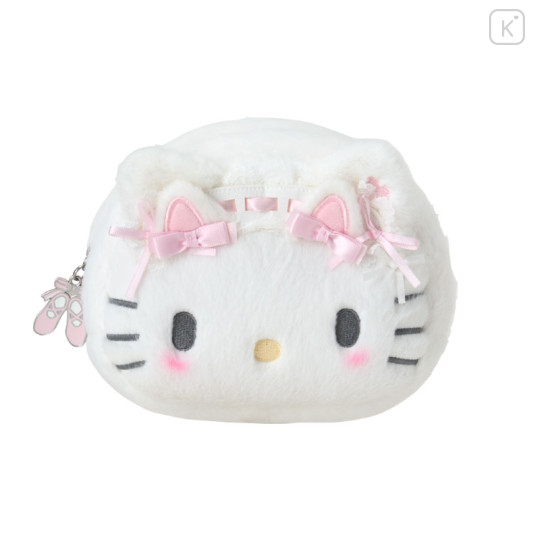 Japan Sanrio Original Face-shaped Pouch - Hello Kitty : White Cat Ballerina - 1