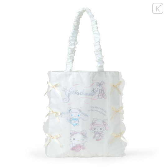 Japan Sanrio Original Tote Bag - Cinnamoroll & Hello Kitty & My Melody : White Cat Ballerina - 1