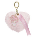 Japan Sanrio Fluffy Big Heart Acrylic Keychain - Flower Fairy My Melody 50th Anniversary & Kuromi 20th Anniversary - 1