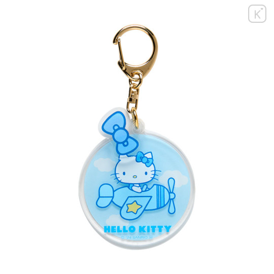 Japan Sanrio Acrylic Keychain - Hello Kitty : Sky Blue Airplane - 1