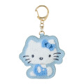 Japan Sanrio Sagara Embroidered Keychain - Hello Kitty : Sky Blue Sitting - 1