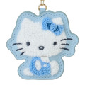 Japan Sanrio Sagara Embroidered Keychain - Hello Kitty : Sky Blue Sitting - 3