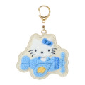 Japan Sanrio Sagara Embroidered Keychain - Hello Kitty : Sky Blue Airplane - 1