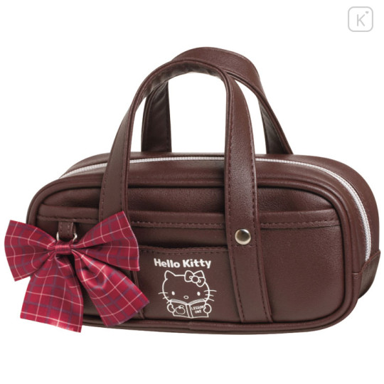 Japan Sanrio Boston Bag Pen Case - Hello Kitty : Gogo Gal Collection Brown - 1