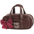 Japan Sanrio Boston Bag Pen Case - Hello Kitty : Gogo Gal Collection Brown - 1