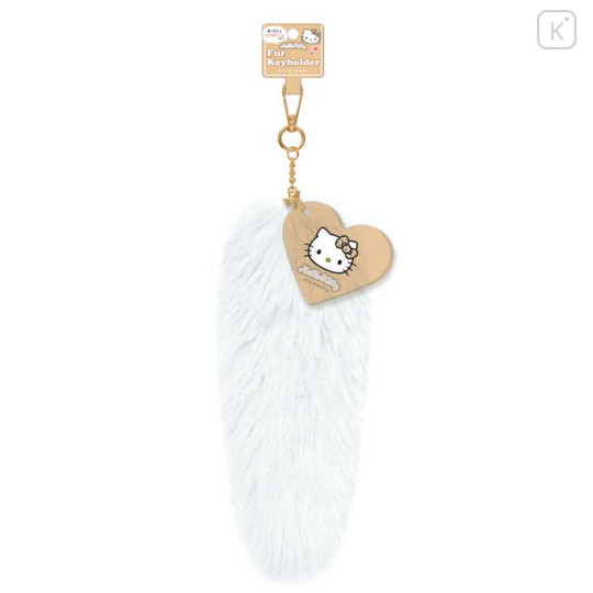 Japan Sanrio Dangling Tail Mascot Keychain - Hello Kitty : Gogo Gal Collection White - 1