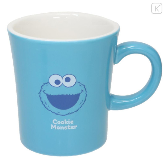 Japan Sesame Street Porcelain Mug - Cookie Monster Happy - 1