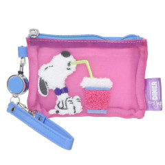Japan Peanuts Pass Case with Coin Case - Snoopy : Blue Pink Drink