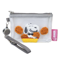 Japan Peanuts Pass Case with Coin Case - Snoopy : White Grey Nugget