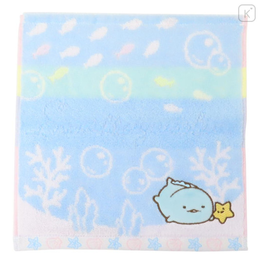 Japan San-X Mini Towel Jacquard Handkerchief - Sumikko Gurashi : Tokage Ocean - 1