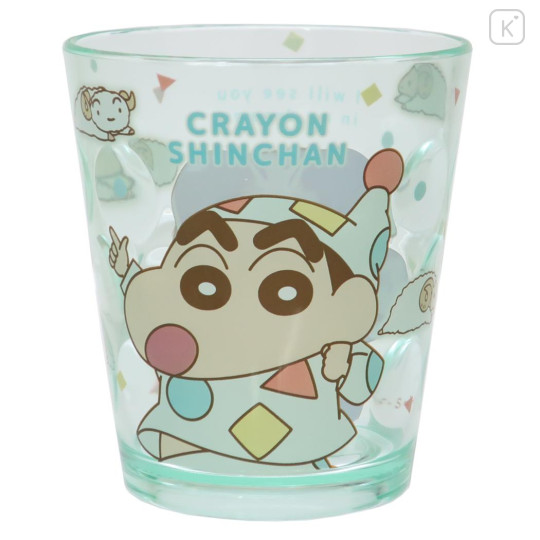 Japan Crayon Shin-chan Clear Plastic Tumbler - Shinnosuke Nohara : Pajama Mint - 1