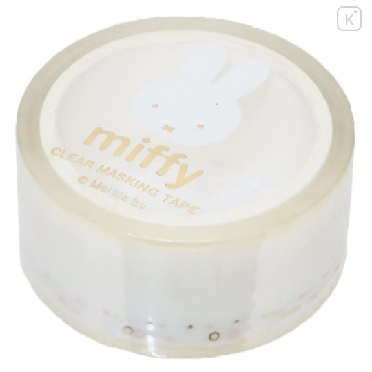 Japan Miffy Clear Masking Tape with Gold Foil - Face White - 1