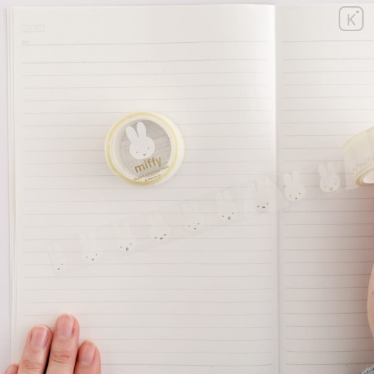 Japan Miffy Clear Masking Tape with Gold Foil - Face White - 3