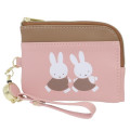 Japan Miffy Pass Case Card Holder & Coin Case & Reel - Miffy : Pink Brown - 1