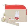 Japan Miffy Pass Case Card Holder & Coin Case & Reel - Miffy : Orange Beige - 1