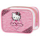 Japan Sanrio Clear Pouch - Hello Kitty : Gogo Gal Collection Leopard Pink Glitter Wink