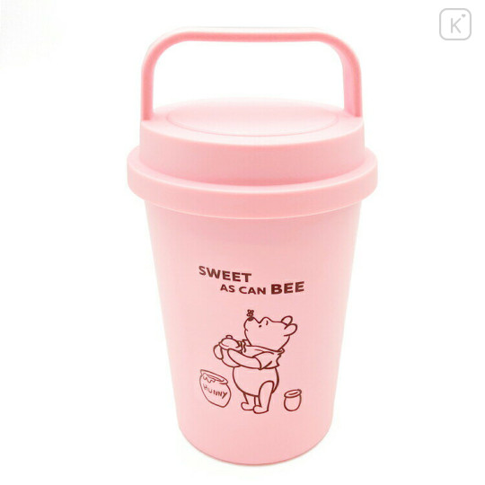 Japan Disney Stainless Steel Tumbler With Handle - Piglet & Pooh : Pink - 1