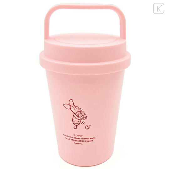 Japan Disney Stainless Steel Tumbler With Handle - Piglet & Pooh : Pink - 2