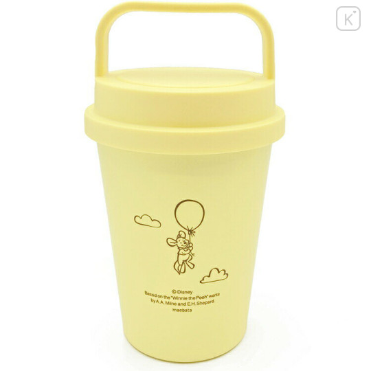 Japan Disney Stainless Steel Tumbler With Handle - Pooh : Flying Balloon Yellow - 2