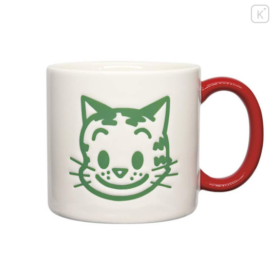 Japan Osamu Goods Porcelain Mug - Cat : White Red - 1