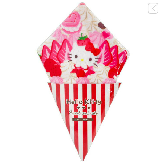 Japan Sanrio Mini Towel Handkerchief - Hello Kitty : Crepe Strawberry Cream - 1