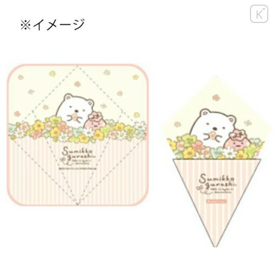 Japan San-X Mini Towel Handkerchief - Sumikko Gurashi : Crepe Flower Shirokuma Furoshiki - 2