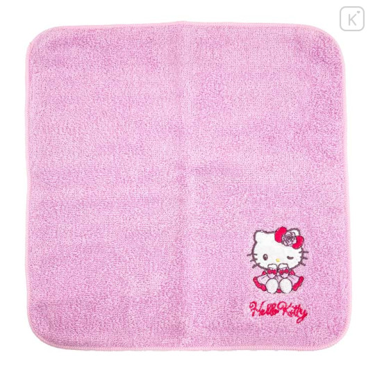 Japan Sanrio Embroidered Mini Towel Handkerchief Box - Hello Kitty : Flower Wonderful Day - 2