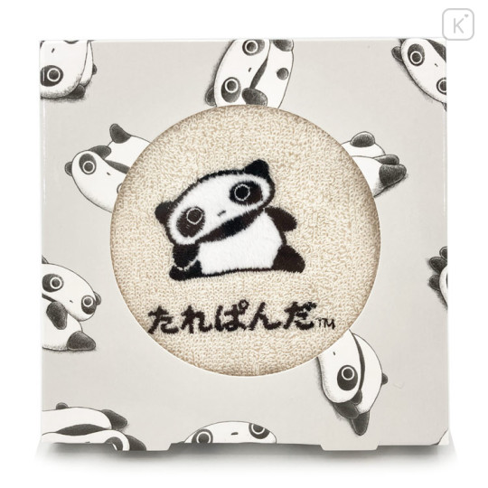 Japan San-X Embroidered Mini Towel Handkerchief Box - Tarepanda : Beige - 1