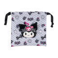 Japan Sanrio Fluffy Face Drawstring Bag - Kuromi : Black Pink Party - 2