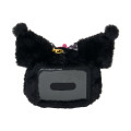 Japan Sanrio Face Pass Case with Reel - Kuromi : Black Pink Party - 2