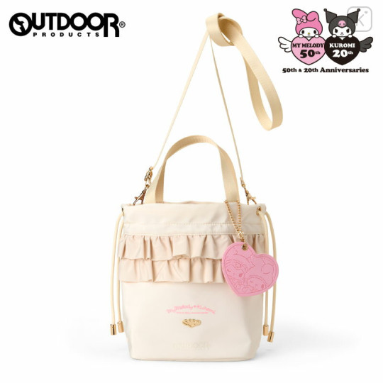 Japan Sanrio Outdoor Products 2way Drawstring Shoulder Bag - Kuromi & My Melody - 1