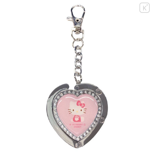 Japan Sanrio Bag Hanger Keychain - Hello Kitty : Heart-shaped Glitter - 1