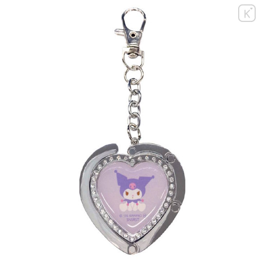 Japan Sanrio Bag Hanger Keychain - Kuromi : Heart-shaped Glitter - 1