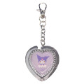Japan Sanrio Bag Hanger Keychain - Kuromi : Heart-shaped Glitter - 1