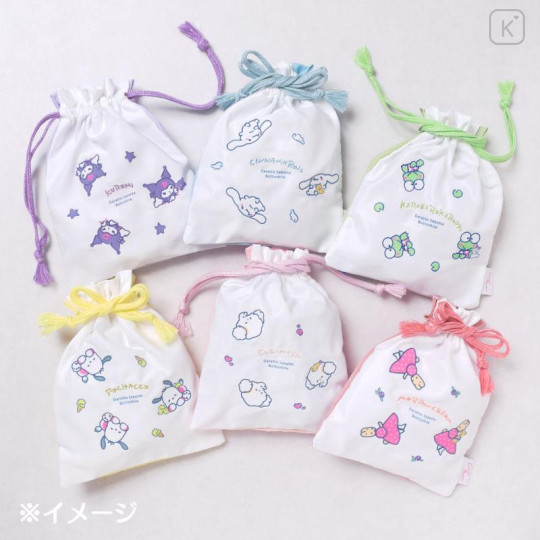 Japan Sanrio Embroidered Drawstring Bag - Pochacco : Couch Potato - 6