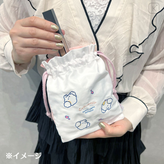 Japan Sanrio Embroidered Drawstring Bag - Keroppi : Couch Potato - 5