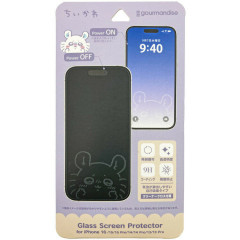 Japan Chiikawa iPhone 16e / 16 / 15 / 15 Pro / 14 / 14 Pro / 13 / 13 Pro Glass Screen Protector - Momonga : Exciting