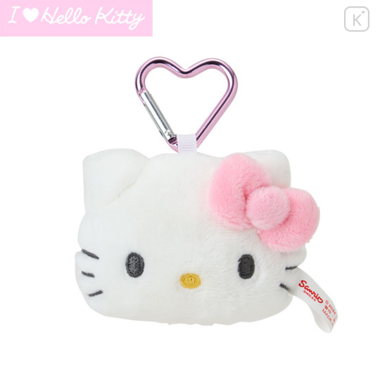 Japan Sanrio Original Face Mascot Holder - Hello Kitty : I Love Hello Kitty Pink Ribbon - 1