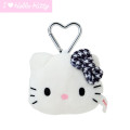 Japan Sanrio Original Face Mascot Holder - Hello Kitty : I Love Hello Kitty Black Ribbon - 1