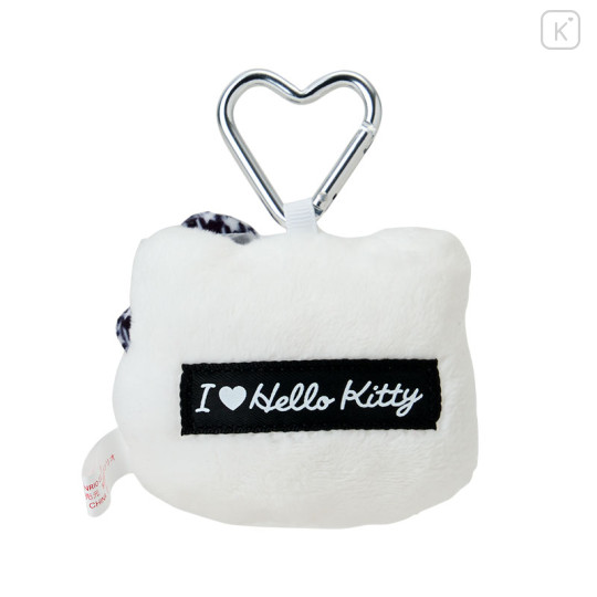 Japan Sanrio Original Face Mascot Holder - Hello Kitty : I Love Hello Kitty Black Ribbon - 2