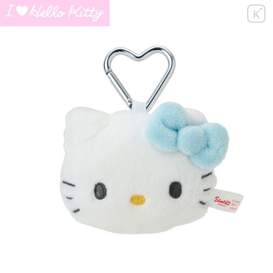 Japan Sanrio Original Face Mascot Holder - Hello Kitty : I Love Hello Kitty Blue Ribbon - 1