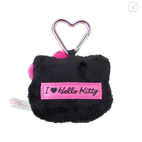 Japan Sanrio Original Face Mascot Holder - Hello Kitty : I Love Hello Kitty Black - 2