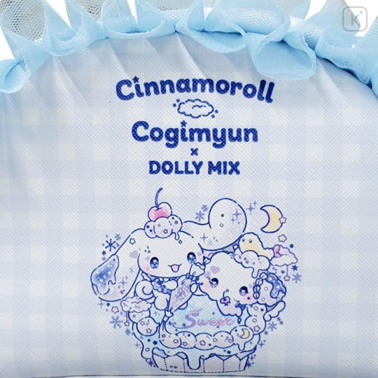 Japan Sanrio Frill Pouch - Cinnamoroll & Cogimyun : Dolly Mix Blue - 5