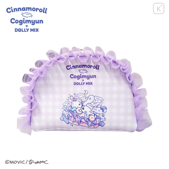 Japan Sanrio Frill Pouch - Cinnamoroll & Cogimyun : Dolly Mix Purple - 1
