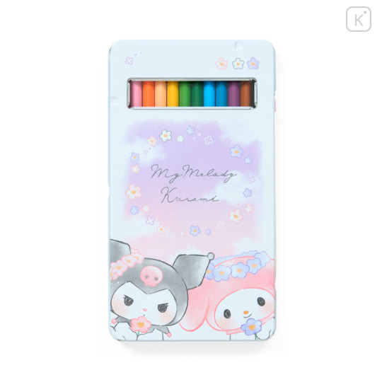 Japan Sanrio 12 Color Colored Pencils with Case - Kuromi & My Melody - 1