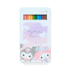 Japan Sanrio 12 Color Colored Pencils with Case - Kuromi & My Melody