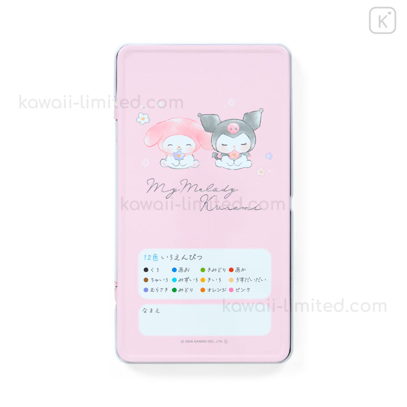 Japan Sanrio 12 Color Colored Pencils with Case - Kuromi & My