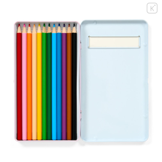Japan Sanrio 12 Color Colored Pencils with Case - Kuromi & My Melody - 3