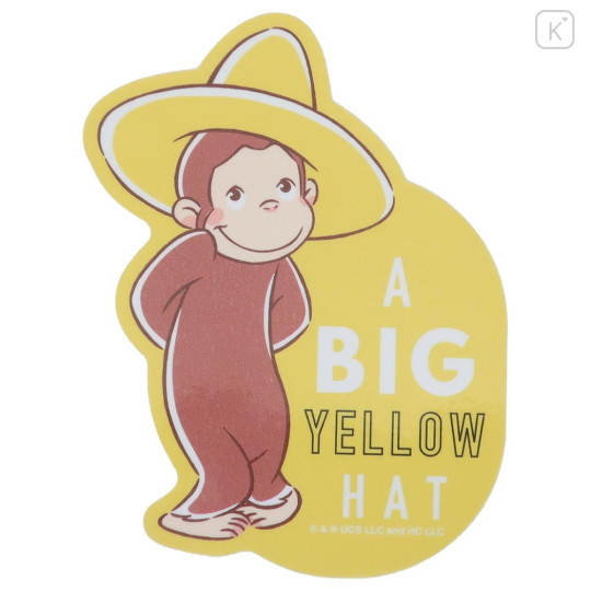 Japan Curious George Vinyl Sticker - Big Yellow Hat - 1