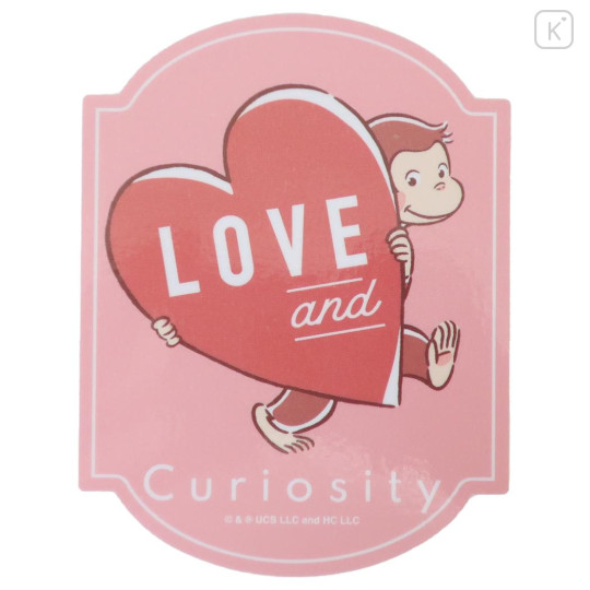 Japan Curious George Vinyl Sticker - Love And Curiosity Pink - 1
